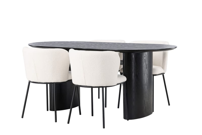 Isolde Spisegruppe 180 cm Oval med 4 Edina Stoler - Svart - Møbler - Bord - Spisegrupper