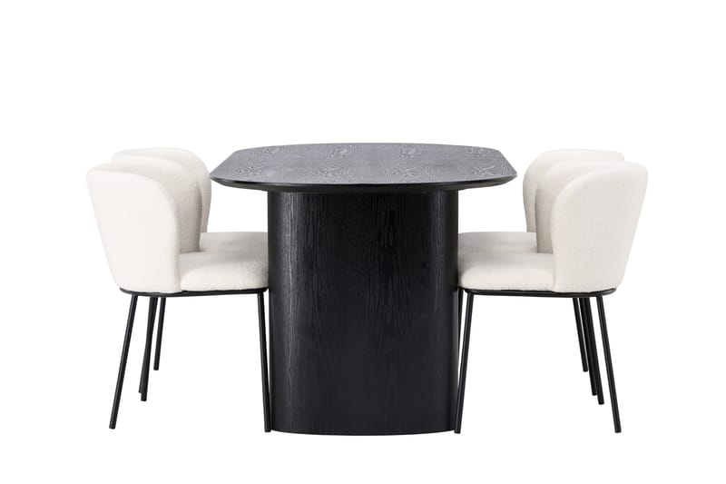 Isolde Spisegruppe 180 cm Oval med 4 Edina Stoler - Svart - Møbler - Bord - Spisegrupper