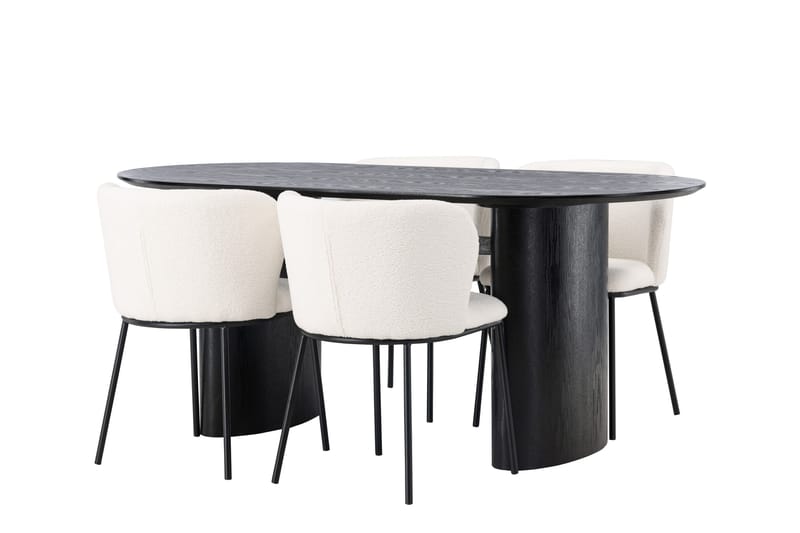 Isolde Spisegruppe 180 cm Oval med 4 Edina Stoler - Svart - Møbler - Bord - Spisegrupper