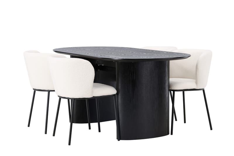 Isolde Spisegruppe 180 cm Oval med 4 Edina Stoler - Svart - Møbler - Bord - Spisegrupper