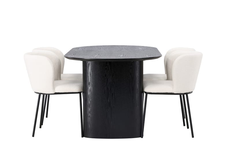Isolde Spisegruppe 180 cm Oval med 4 Edina Stoler - Svart - Møbler - Bord - Spisegrupper