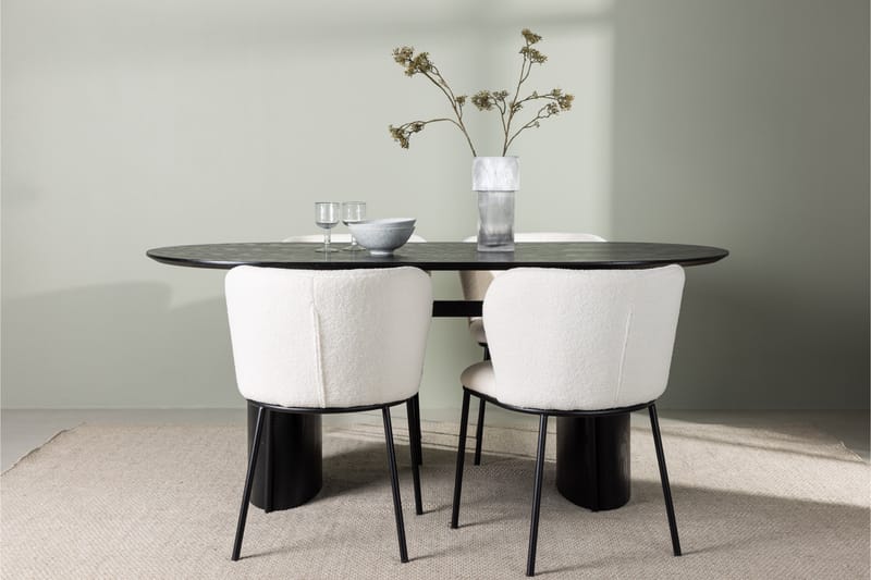 Isolde Spisegruppe 180 cm Oval med 4 Edina Stoler - Svart - Møbler - Bord - Spisegrupper