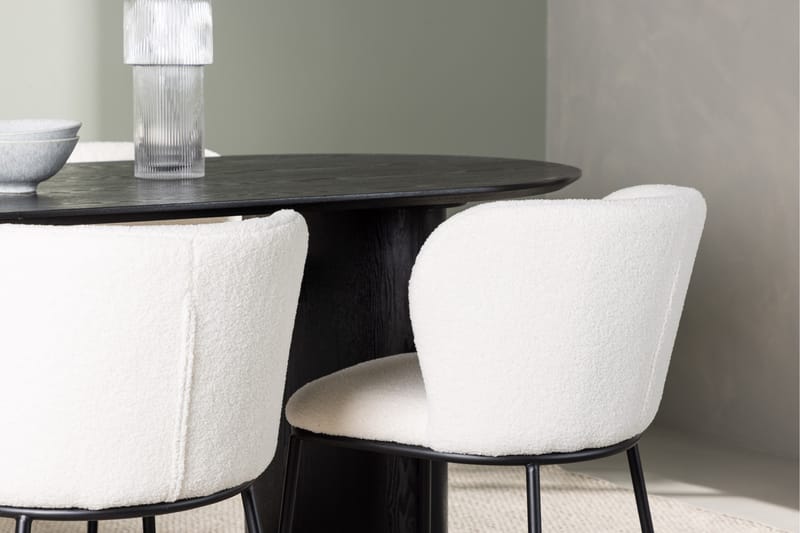 Isolde Spisegruppe 180 cm Oval med 4 Edina Stoler - Svart - Møbler - Bord - Spisegrupper