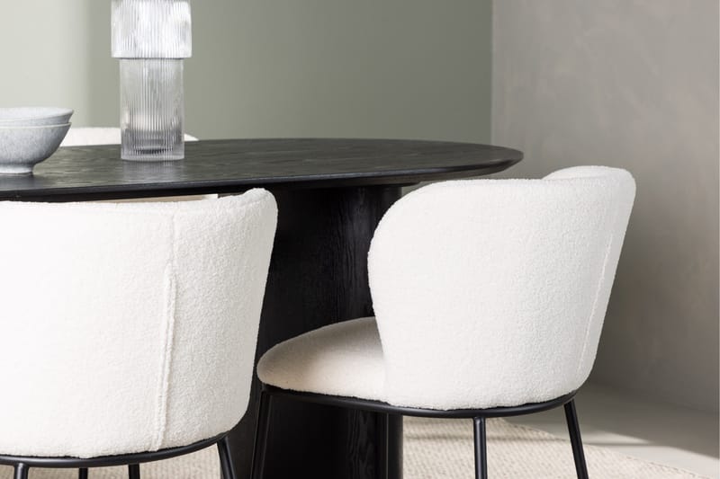 Isolde Spisegruppe 180 cm Oval med 4 Edina Stoler - Svart - Møbler - Bord - Spisegrupper