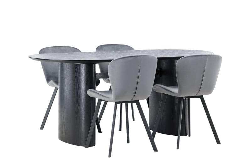 Isolde Spisegruppe 180 cm Oval med 4 Lilja Stoler - Sort - Møbler - Bord - Spisegrupper