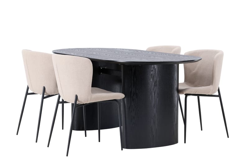 Isolde Spisegruppe 180 cm Oval med 4 Modesto Stoler - Beige - Møbler - Bord - Spisegrupper