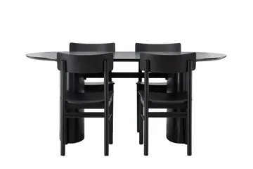 Isolde Spisegruppe 180 cm Oval med 4 Montros Stoler - Sort - Møbler - Bord - Spisegrupper
