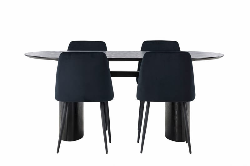 Isolde Spisegruppe 180 cm Oval med 4 Night Stoler, Sort