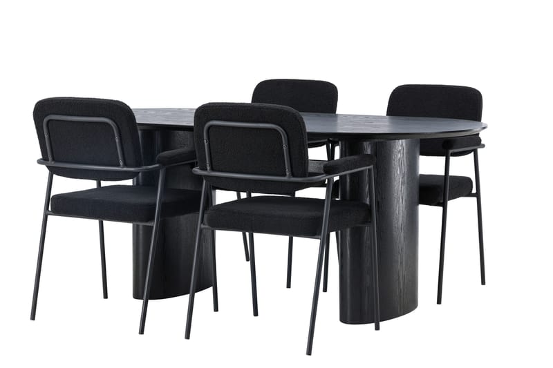 Isolde Spisegruppe 180 cm Oval med 4 Yesterday Stoler - Sort - Møbler - Bord - Spisegrupper