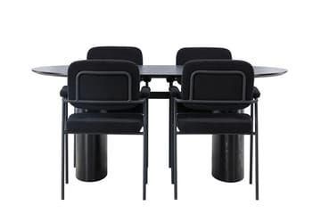 Isolde Spisegruppe 180 cm Oval med 4 Yesterday Stoler - Sort - Møbler - Bord - Spisegrupper