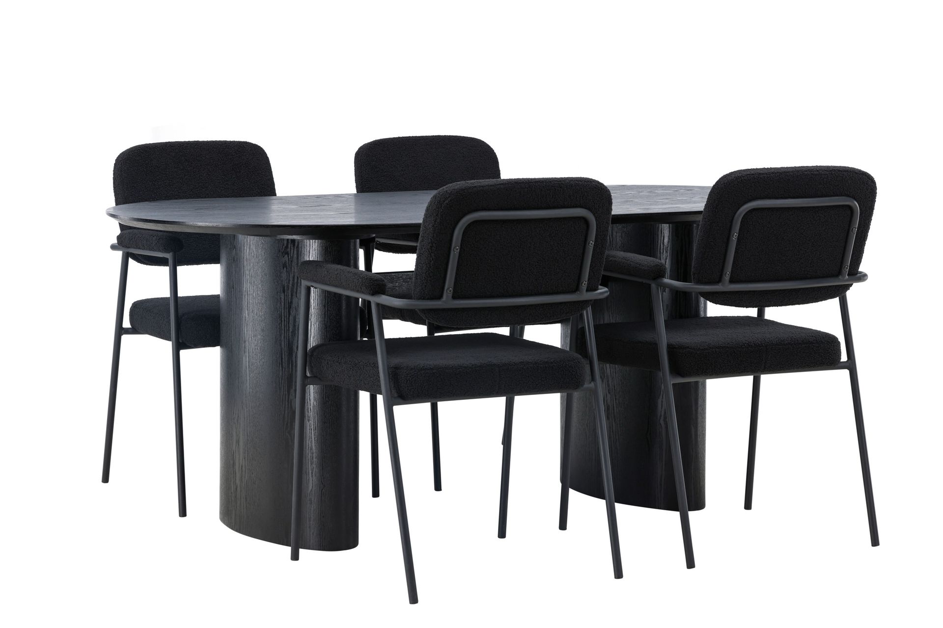 Isolde Spisegruppe 180 cm Oval med 4 Yesterday Stoler - Sort - Møbler - Bord - Spisegrupper
