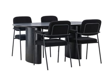 Isolde Spisegruppe 180 cm Oval med 4 Yesterday Stoler - Sort - Møbler - Bord - Spisegrupper