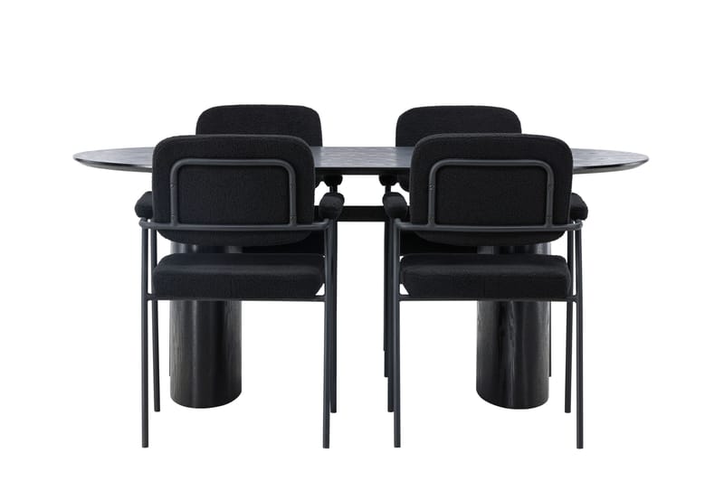 Isolde Spisegruppe 180 cm Oval med 4 Yesterday Stoler - Sort - Møbler - Bord - Spisegrupper