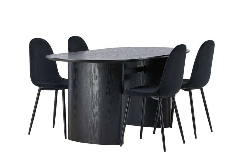Isolde Spisegruppe 180 cm Oval med 4 Polar Stoler - Sort - Møbler - Bord - Spisegrupper