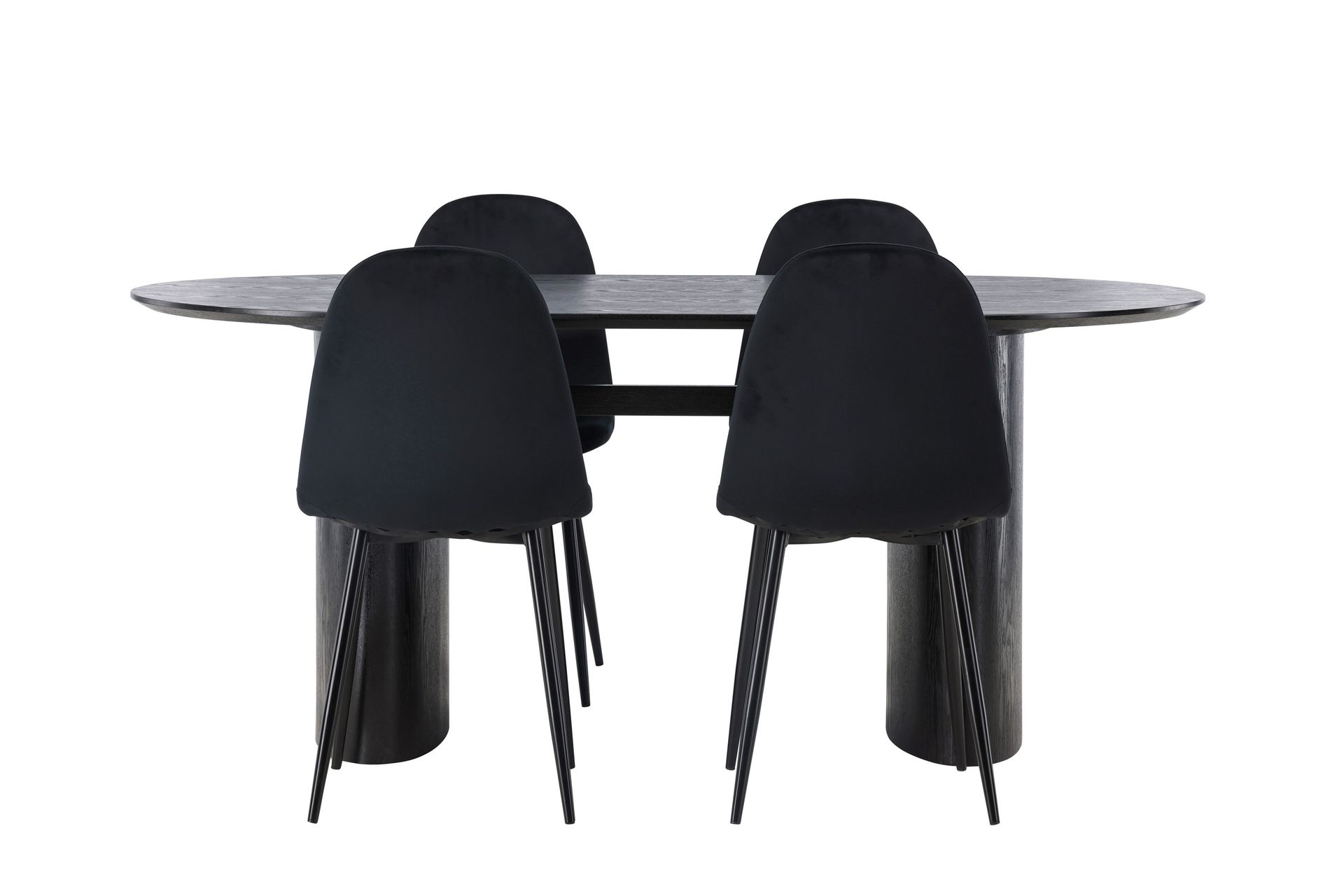 Isolde Spisegruppe 180 cm Oval med 4 Polar Stoler - Sort - Møbler - Bord - Spisegrupper