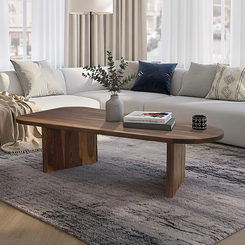 Ivoeri Sofabord 120 cm Ovalt Landlig stil - Varm mørkebrun - Møbler - Bord - Sofabord
