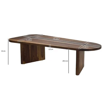 Ivoeri Sofabord 120 cm Ovalt Landlig stil - Varm mørkebrun - Møbler - Bord - Sofabord