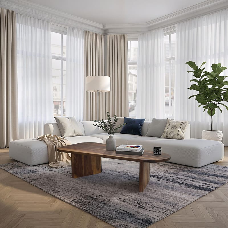 Ivoeri Sofabord 120 cm Ovalt Landlig stil - Varm mørkebrun - Møbler - Bord - Sofabord