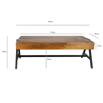 Ivoira Sofabord 120 cm Industriell stil - Varm mørkebrun og svart - Møbler - Bord - Sofabord