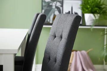 Jasmin spisegruppe med rektangulært spisebord på 180 cm og 6 Viktor spisestoler - Hvit / mørkegrå - Møbler - Bord - Spisegrupper