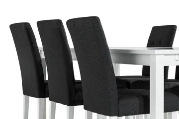 Jasmin spisegruppe med rektangulært spisebord på 180 cm og 6 Viktor spisestoler - Hvit / mørkegrå - Møbler - Bord - Spisegrupper