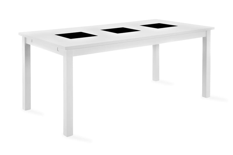 Jasmin Uttrekkbart Spisebord 180 cm + 6 stk Nibe stol svart med eikeben - Hvit/Svart - Møbler - Bord - Spisegrupper