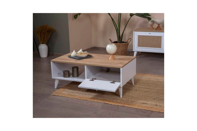Jatinder Sofabord 55 cm - Mellomfarget tre/Hvit - Møbler - Bord - Sofabord