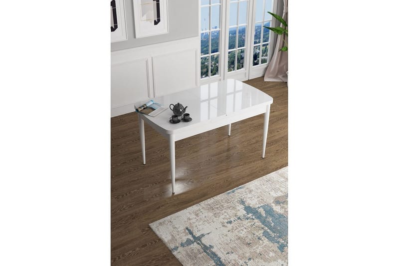 Javren Spisebord 114 cm Rektangulær - Hvit Marmor/Hvit - Møbler - Bord - Spisebord & kjøkkenbord