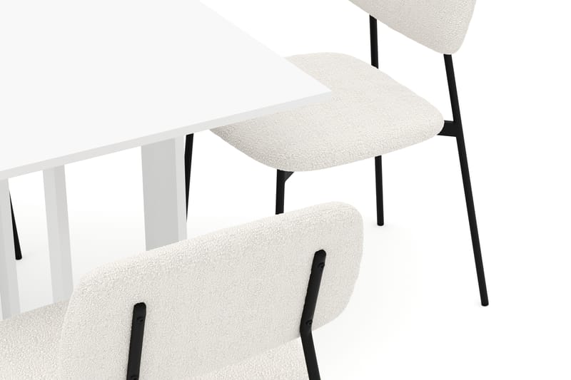 Jeba Spisebord 80 cm med 4 stk Lowe Matstkolar - Hvit - Møbler - Bord - Spisegrupper
