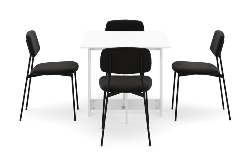 Jeba Spisebord 80 cm med 4 stk Lowe Matstkolar - Hvit - Møbler - Bord - Spisegrupper