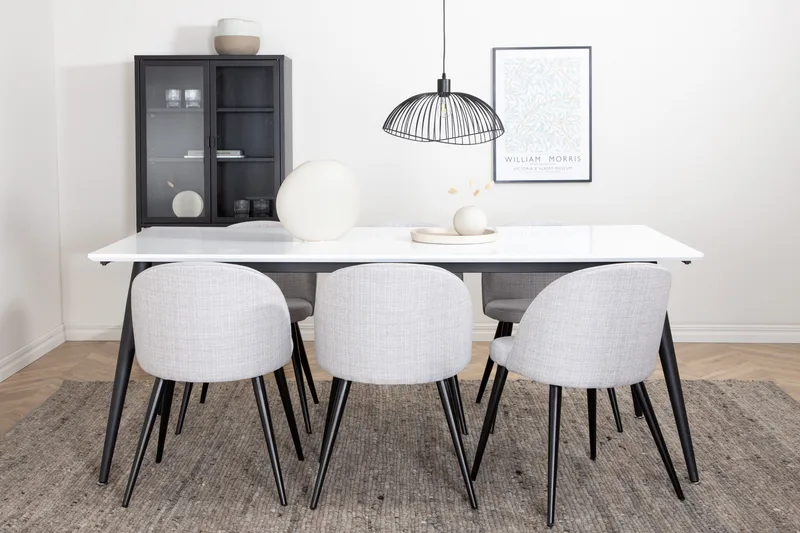 Jimms Matgruppe 195 cm Rektangulær med 6 Sedavi Stoler, Svart