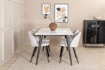 Jimms Uttrekkbar Spisegruppe 150 cm inkl. 4 Sedavi Stoler - Hvit/Svart/Grå - Møbler - Bord - Spisegrupper