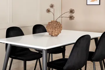 Jimms Uttrekkbar Spisegruppe 150 cm inkl. 4 Pontus Stoler - Hvit/Svart - Møbler - Bord - Spisegrupper