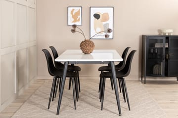 Jimms Uttrekkbar Spisegruppe 150 cm inkl. 4 Pontus Stoler - Hvit/Svart - Møbler - Bord - Spisegrupper