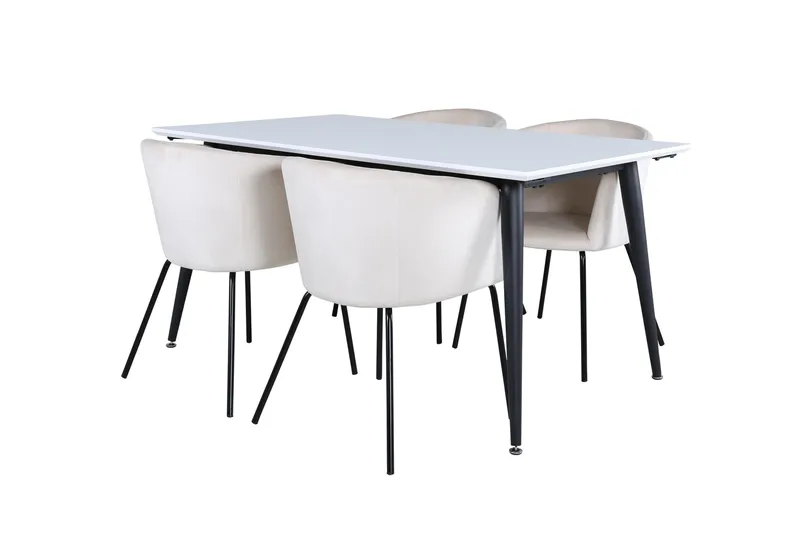 Jimmy Matgruppe 150 cm Rektangulær med 4 Berit stoler, Beige