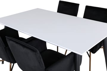 Jimmy Matgruppe 150 cm Rektangulær med 4 Petra stoler - Sort - Møbler - Bord - Spisegrupper