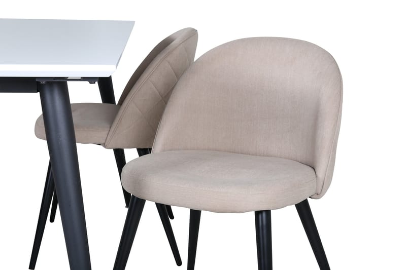 Jimmy Spisegruppe 150 cm Rektangulær med 4 Velvet Stoler - Beige - Møbler - Bord - Spisegrupper