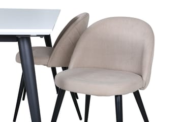 Jimmy Spisegruppe 150 cm Rektangulær med 4 Velvet Stoler - Beige - Møbler - Bord - Spisegrupper