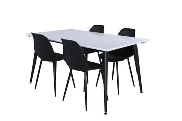 Jimmy Spisegruppe 150 cm Rektangulær med 4 Polar Stoler - Sort - Møbler - Bord - Spisegrupper