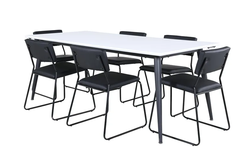 Jimmy Spisegruppe 195 cm Rektangulær med 6 Kenth Stoler, Sort