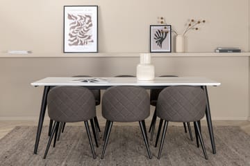 Jimmy Spisegruppe 195 cm Rektangulær med 6 Velvet Stoler - Sort - Møbler - Bord - Spisegrupper