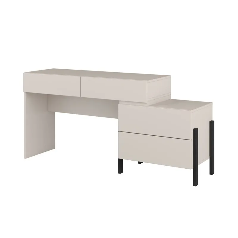 Jukon S Sminkebord med 4 Skuffer i Tre med Metallben, Lys Beige