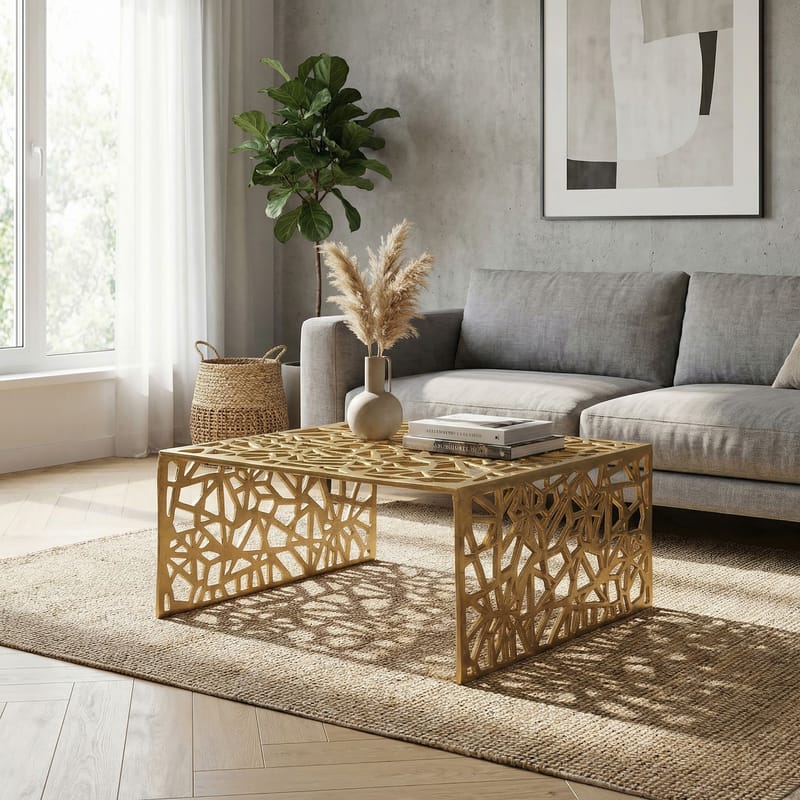 Junino 60 cm Kvadratisk Sofabord i Metall - Gull - Møbler - Bord - Sofabord