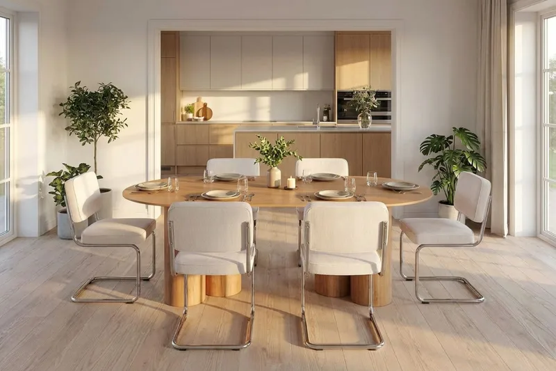 Juno Spisebord Oval 220×100 cm Finér - Eik - Møbler - Bord - Spisebord & kjøkkenbord