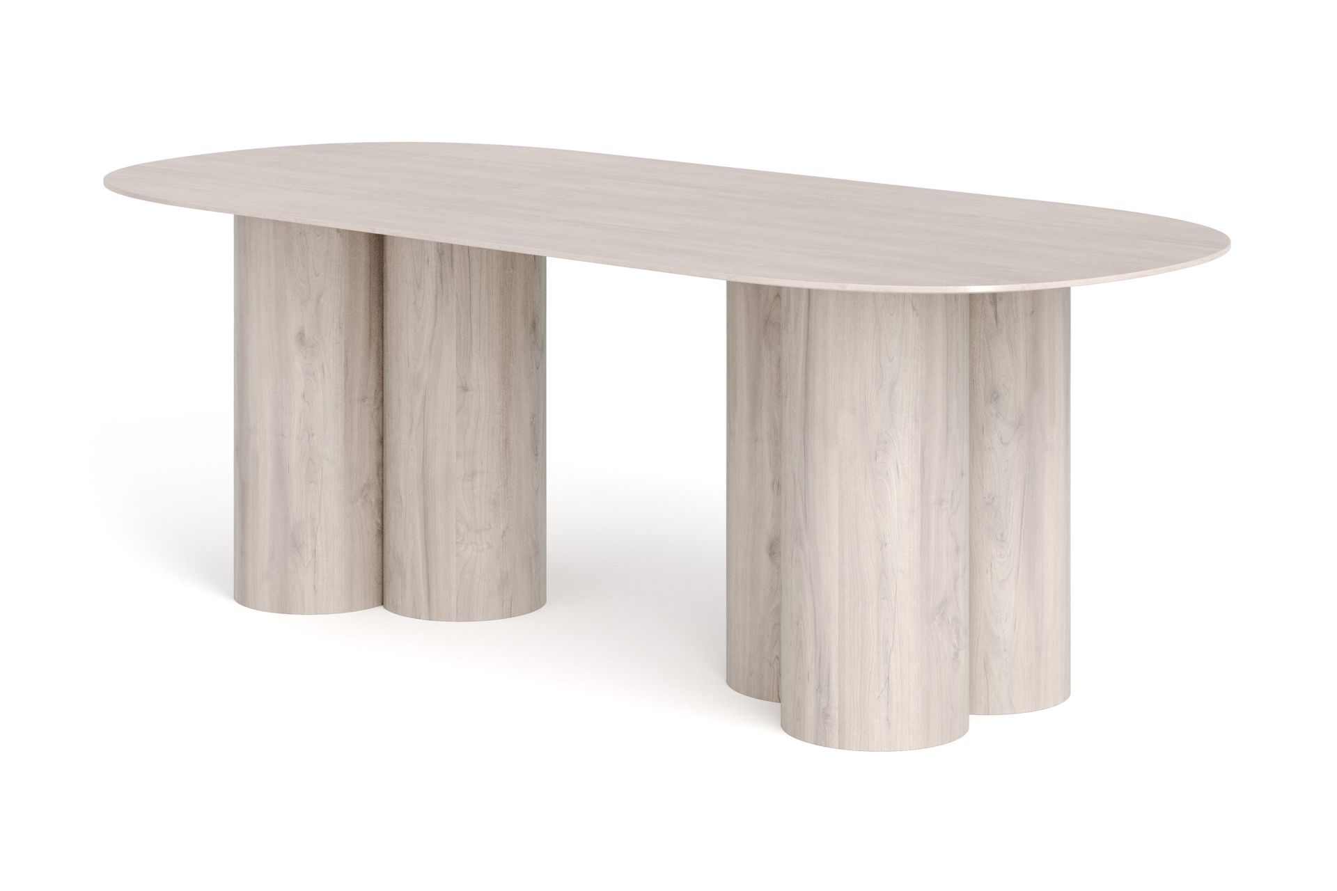 Juno Spisebord Oval 220×100 cm Finér - Hvitlasert eik