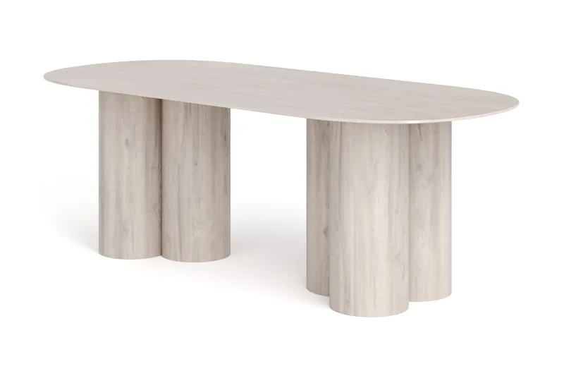 Juno Spisebord Oval 220×100 cm Finér, Hvitvasket