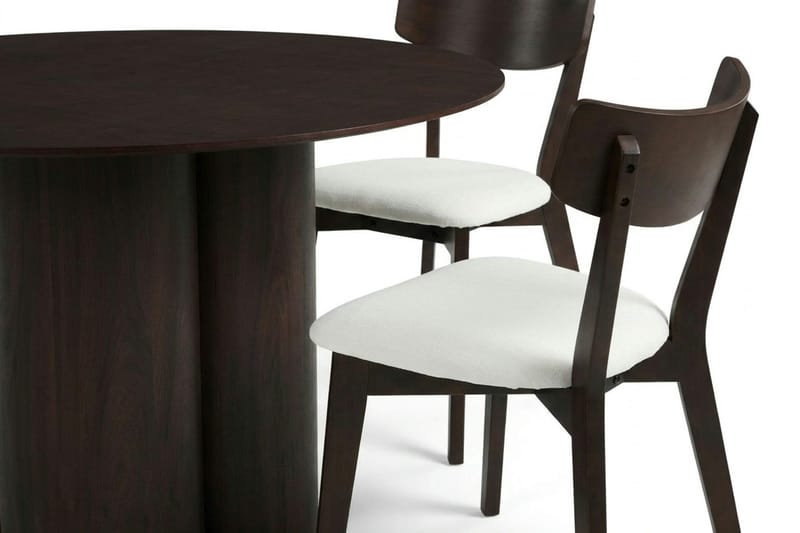 Juno spisegruppe 130 cm rund i røkt eik med 6 Amelia spisestoler med sittepute - Røkt eik/Beige - Møbler - Bord - Spisegrupper