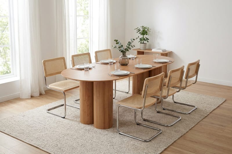 Juno spisegruppe rektangulær 220 cm eik med 6 Build spisestoler - Eik - Møbler - Bord - Spisegrupper