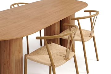 Juno spisegruppe rektangulær 220 cm eik med 6 Elysia spisestoler - Eik - Møbler - Bord - Spisegrupper