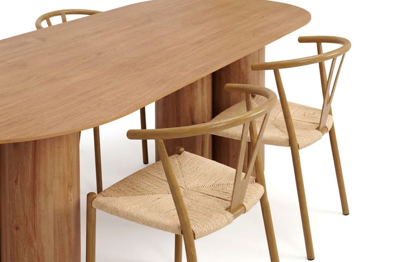Juno spisegruppe rektangulær 220 cm eik med 6 Elysia spisestoler - Eik - Møbler - Bord - Spisegrupper
